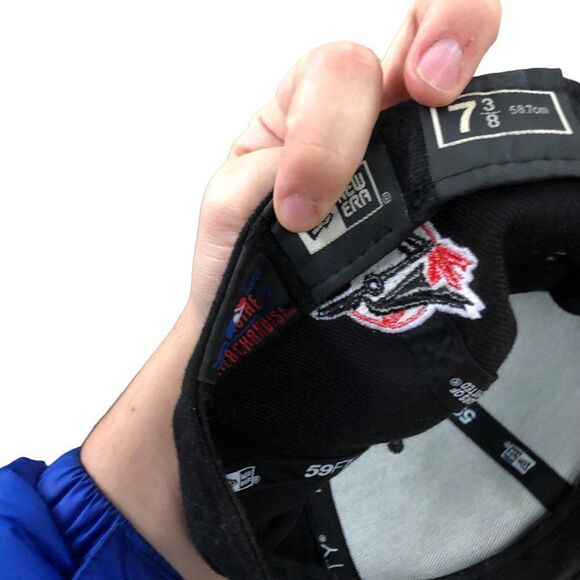 RARE 59FIFTY New Era Toronto Blue Jays Baseball Hat Black/Red Baseball Cap - Picture 9 of 11